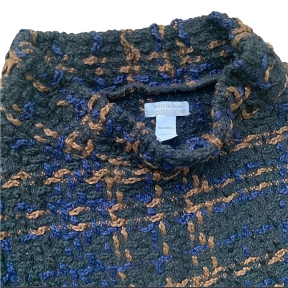 Women’s Poncho WORLD MARKET Navy Boucle Knit Cape One Size - Picture 4 of 6